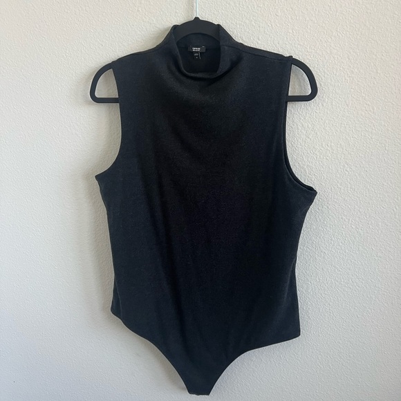 Express Black Asymmetrical Sleeveless Bodysuit - Picture 2 of 6